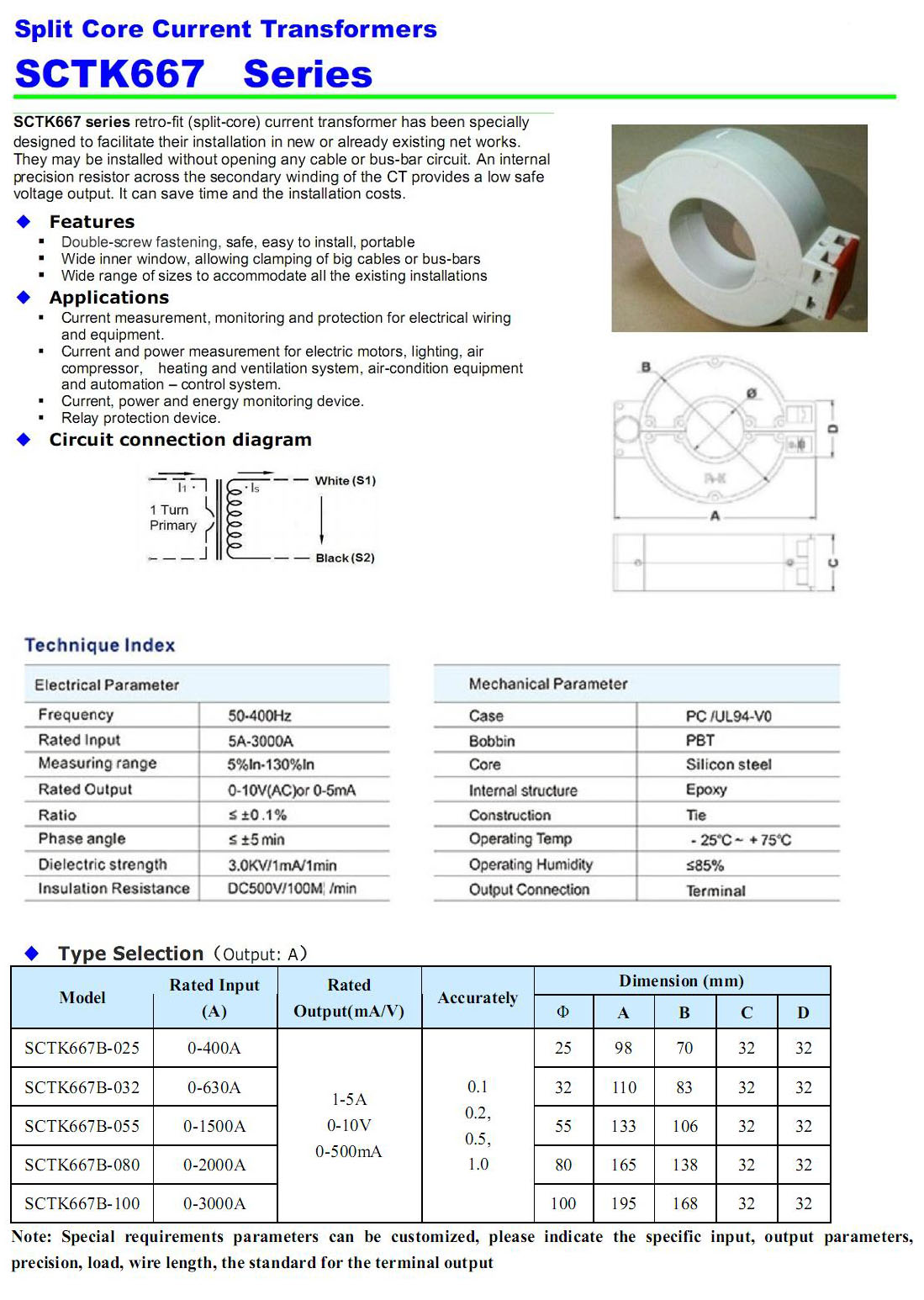 SCTK667B Split Core Current Transformer